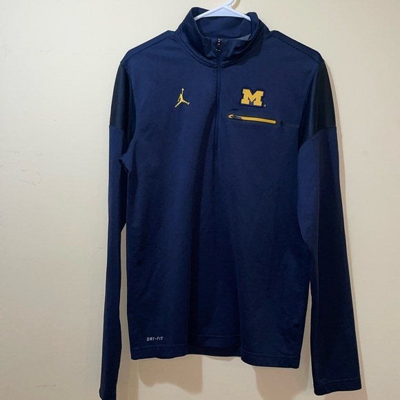 Men’s Nike Jordan Dri-fit 3/4 Zip Michigan Jumpman Pullover - Picture 1 of 7